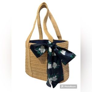 DRAPER JAMES NATURAL STRAW BAG. With bow Summer pool party office